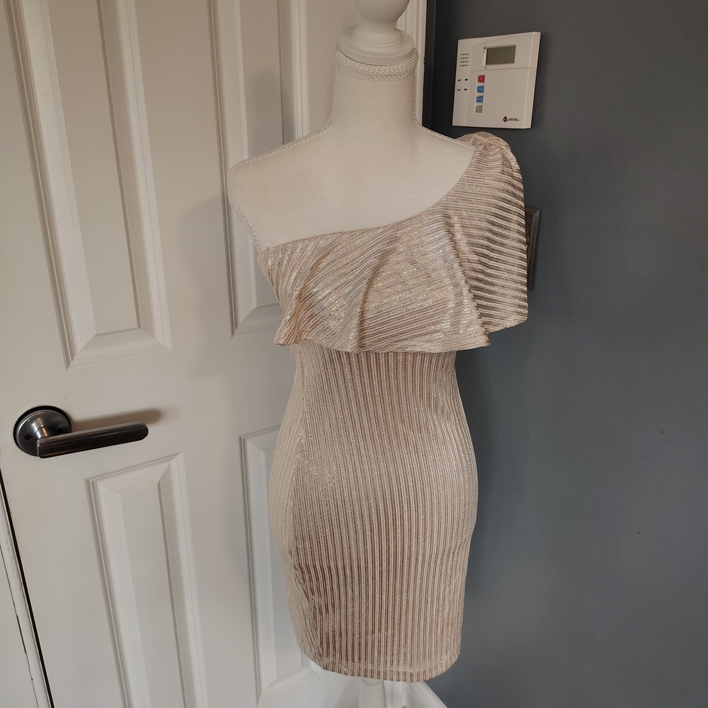 Elegant One-Shoulder Cream Dress Karlie S